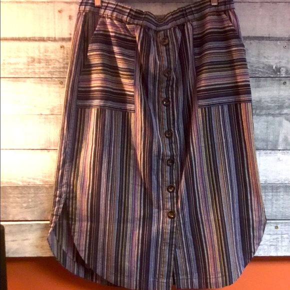 Mod-O-Doc Women's Stripe Button Front Peasant Skirt, Navy. XL - Picture 4 of 16